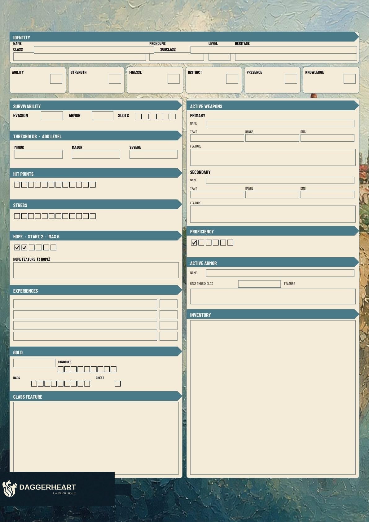 Aerie A3 folio play sheet. Identity, traits, and the Flight guide.